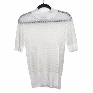 Storm & Marie White Elena SS Sweater Short Sleeve Open Knit Sweater